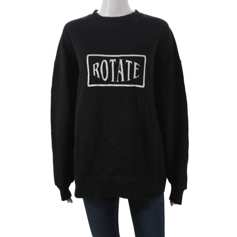 ROTATE Womens Pullover Sweatshirt Black Cotton Long Sleeve Size S